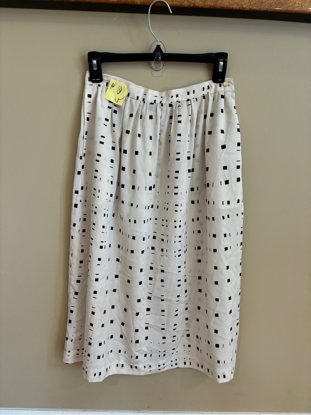 Vintage 80s VOILÀ Black White Geometric Midi Skirt US 10
